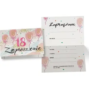 Invitation cards KUKARTKA ZZ-081 for 18th birthday, pack of 5