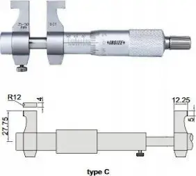 Measuring instrument INSIZE micrometer 75–100 mm internal contact Type C (model 3220-100)