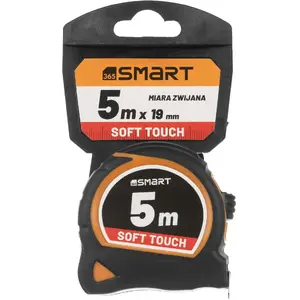 Tape measure Smart365 5 m × 19 mm, soft touch casing, retractable measuring tape
