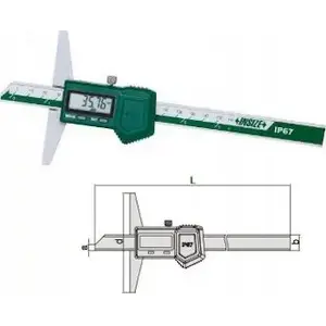 Digital Depth Gauge INSIZE 1149-200 — 200 mm range, IP67 protection