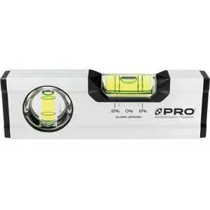Spirit Level PRO 17 cm with Bubble Vials for Horizontal, Vertical and 2% Slope Measurement