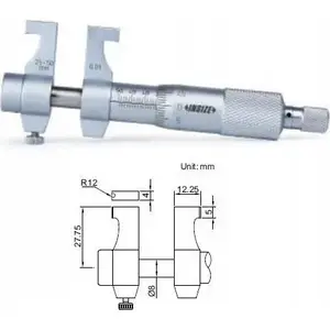 Internal Micrometer INSIZE 3220-75, range 50–75 mm, flat-end anvils