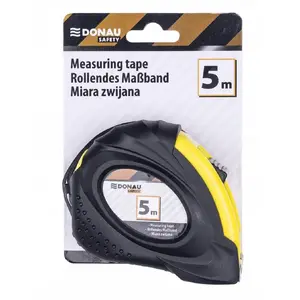 Рулетка Donau DONAU SAFETY 18 мм x 5 м, складная измерительная лента, черно‑жёлтая