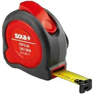 Рулетка SOLA MIARA POPULAR 5 м SO50024301 — стальная лента 5 м, метрическая шкала