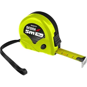 Measuring tape Dedra M577P 5 m × 19 mm with dual STOP and attachment
