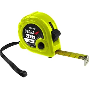 Measuring Tape Dedra M877P — 8 m length, 25 mm blade, double stop, lanyard