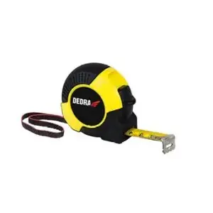 Measuring tape Dedra M575P 19 mm blade, 5 m length, rubberized case with hanging loop
