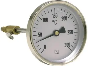 Bimetal exhaust gas thermometer Afriso RT 80, Ø80 mm, length 150 mm, 0–300°C, axial, class 2
