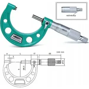 Micrometer INSIZE 75–100 mm standard measuring instrument (model 3203-100A)