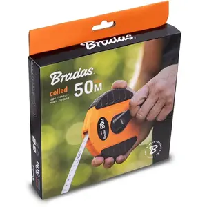 Mērlente BRADAS DIY-MH10-05013F/CB — tērauda lenta, garums 50 m