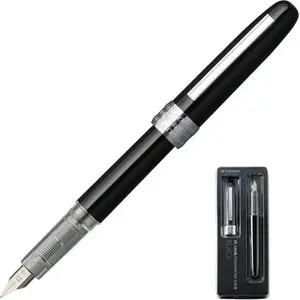Fountain pen Platinum Plaisir — black, cartridge/converter feed, resin body