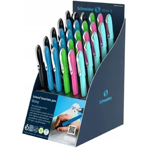Display of Schneider Electric Wavy Fountain Pens, size A, 30 pcs, mixed colors