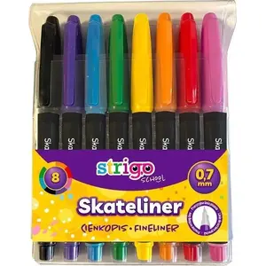 Ballpoint pens Strigo Skateliner 0.7 mm, set of 8 — black/blue ink options
