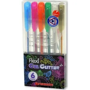 Gel pen Penmate Flexi Abra Gel — 6 glitter colors, retractable tip