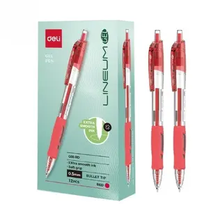 Gel pen Deli Arrix 0.5 mm tip, red ink, pack of 12