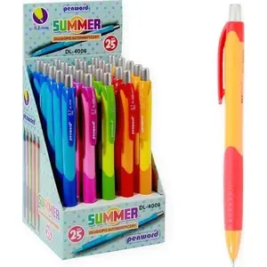 Automātiskās lodīšu pildspalvas MG Summer — komplekts 25 gab., izvelkamas, parastā tinte, klips
