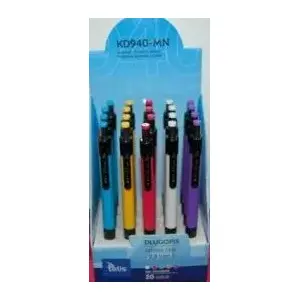 Pen — Tetis automatic ballpoint pen KD 940 NM, refill blue 0.5 mm, mixed barrel colors