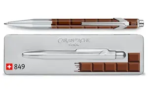 Ballpoint pen Caran d`Arche 849.752 clip-on retractable, blue ink, brown/silver