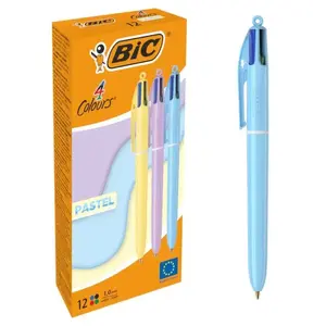 Набор ручек шариковых BIC 4 Colours Мультиколор, 12 шт., средний пишущий узел