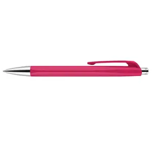 Clip-on retractable ballpoint pen Caran d`Arche 888 Infinite Blue, medium tip, pink body