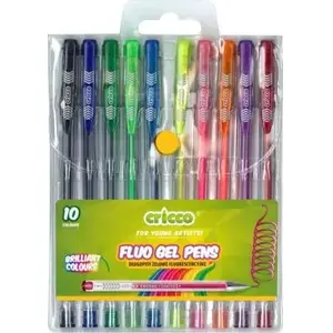 Gel pens Cricco model 331644 — fluorescent ink, set of 10 colors