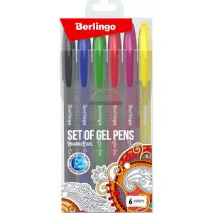 Gel pen set Berlingo Triangle Gel, 6 colors, 0.5 mm tip, pack of 6