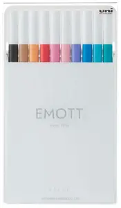 Марķeru komplekts Staedtler Uni-Ball EMOTT 10 gab. — tintiņu krāsas: bēšs, pelēks, gaiši zils, oranžs, rozā, sarkans, tirkīza, violets