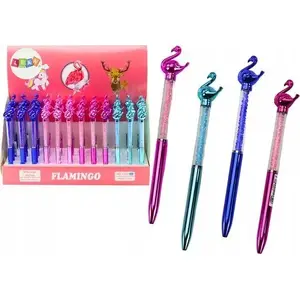 Pildspalva LEANToys Długopis ar flamingo, zils uzpilde 0,7 mm, dekoratīvi kristāliņi