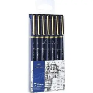 Technical Drawing Pens DELI set — 7 pieces, various line widths