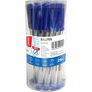 Ballpoint pen MemoBe model 605776 blue ink, office pack tube 25 pcs