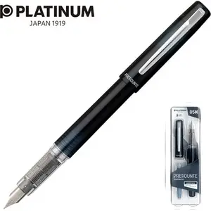 Fountain pen Platinum Prefounte Graphite Blue M — medium nib, blue ink color, plastic blister packaging