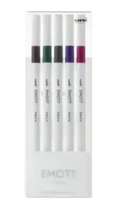 Marķieru komplekts Staedtler Uni-Ball EMOTT No.3 — 5 gab., krāsas: brūna, zaļa, pelēka, violeta