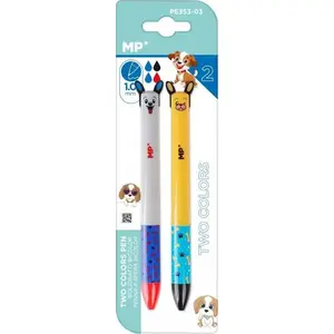 Ballpoint pen set TEKA 2-color erasable pens 2 pcs — dog design
