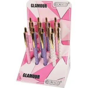 Ballpoint pen set Cresco Glamour — 12 pieces, assorted colors