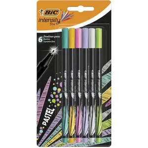 Набор фетровых ручек BIC 950445 — BIC тонкий наконечник, 6 цветов: чёрный, светло-зелёный, сиреневый, розовый, фиолетовый, жёлтый