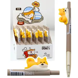 Ballpoint pen Lean with Yellow Shiba dog figurine, blue ink 0.5 mm