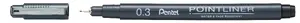 Bumbiņpildspalva Pentel Pointliner Black Stick — melna tinte, komplekts 12 gab.