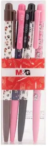 Ballpoint pen MG automatic 0.7 mm blue ink, Cats & Dogs design, pack of 4