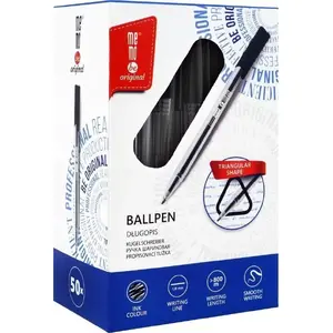 Ballpoint pen MemoBe black, pack of 50 — MemoBe model 605761, disposable office pens