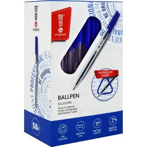 Ballpoint pens TEKA MemoBe blue office set 50 pcs