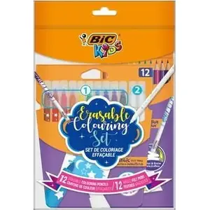 Krāsu zīmuli un dzēšams marķieru komplekts BIC Kids Zestaw wymazywalny 12+12 gab.