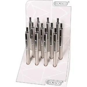 Ballpoint pens Cresco Reporter stainless steel design, pack of 12