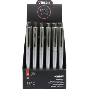 Ballpoint pen pack SCHEMAT Zero Silver Z4, retractable, blue ink, 36 pcs