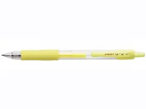Gela pildspalva PILOT G-2 Pastel Yellow 0,7 mm — dzeltena tinte, pasteļdzeltena korpusa