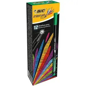 Marķieris BIC Intensity fineliner, smalks galu, zaļš, 12 gab., kartona kastītē