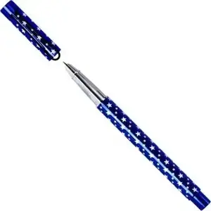 Metal ballpoint pen Toma TO-829 with blue star pattern