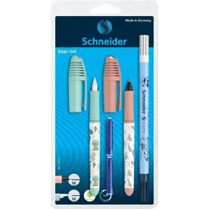 Ieliktnes un lodītes pildspalvu komplekts Schneider Electric Zippi ar dzēšgali un 2 tintes kārtridžiem, blisteris