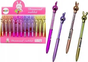 Ballpoint pen LEANToys with rabbit charm, blue ink refill 0.7 mm