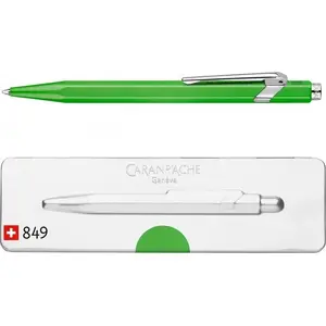 Ручка шариковая Caran d'Ache 849 Pop Line Fluo M зелёная, средний пишущий узел, в коробке