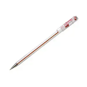 Stick ballpoint pen Pentel Superb Medium — red ink, transparent barrel, pack of 12